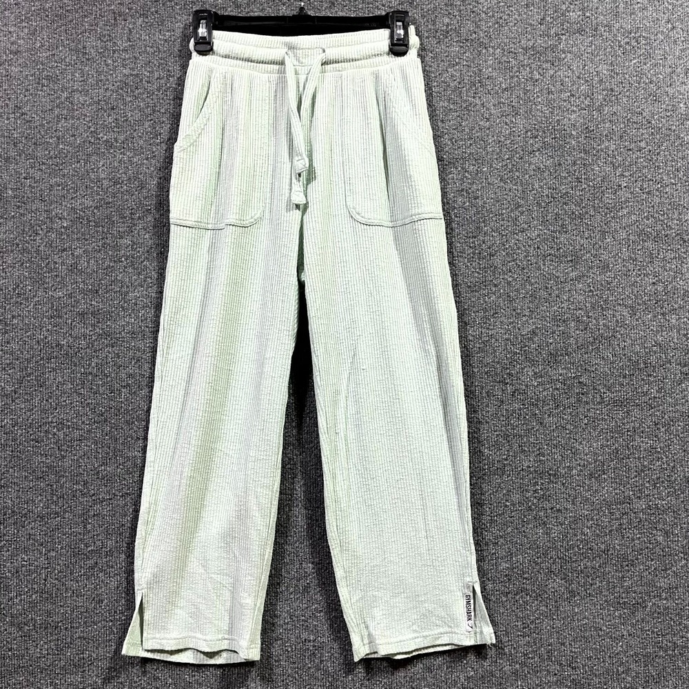 Gymshark Pause Knitwear Pants Womens XS Texture High Waist Split Hem Wide Leg